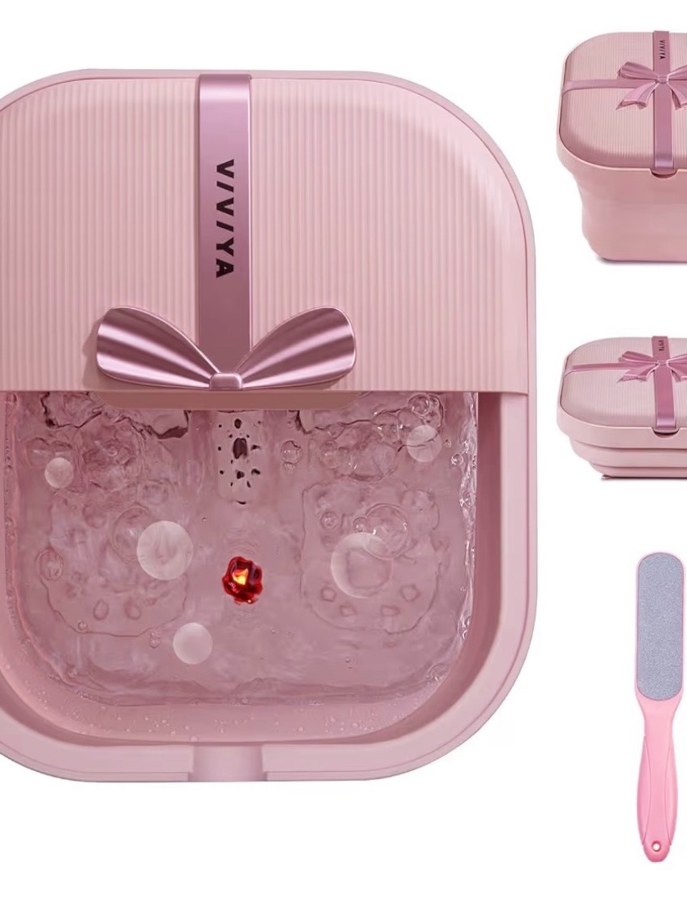 ViVI Pink Bubble Foot Spa Massager with Pedicure File